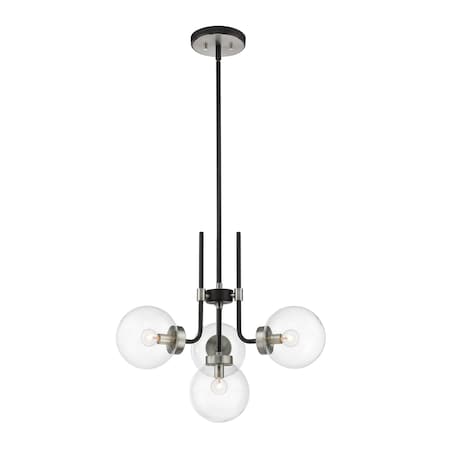 Z-Lite Parsons 4 Light Chandelier, Matte Black & Clear 477-4MB-BN